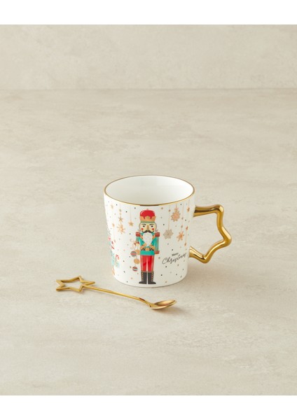 Stary Soldier New Bone China Kaşıklı Kupa 360 ml Kırmızı - Yeşil modelleri
