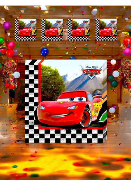 16 Adet Cars Arabalar Çizgi Filmi Temalı Peçete - Doğum Günü ve Parti Süsü