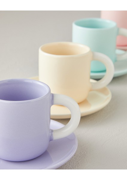 Softy New Bone China 8 Parça 4 Kişilik Kahve Fincan Takımı 100 ml Renkli