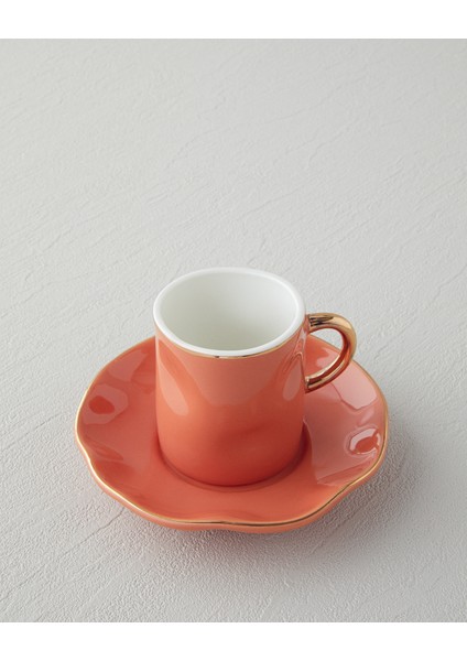 English Home Rolly New Bone China 4 Parça 2 Kişilik Kahve Fincan Takımı Terracotta