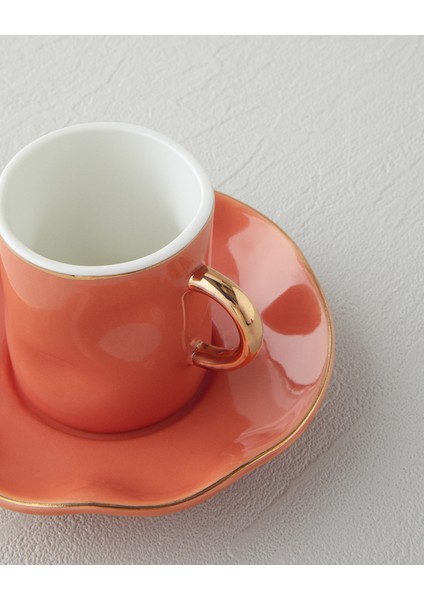 English Home Rolly New Bone China 4 Parça 2 Kişilik Kahve Fincan Takımı Terracotta