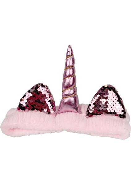 Unicorn Peluş Bandana Makyaj Saç Bandı Açık Pembe Pembe Boynuzlu fiyatları