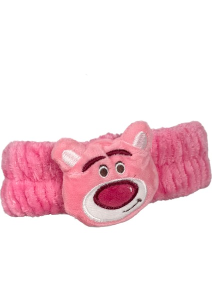Lotso Bear Peluş Bandana Makyaj Spa Saç Bandı Fuşya