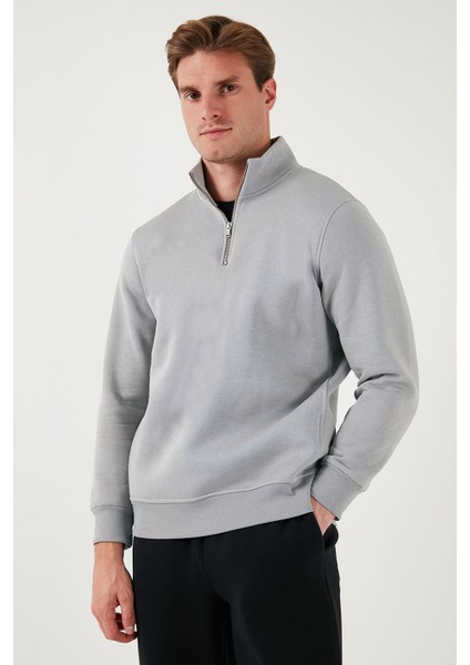 Pamuklu Regular Fit Yarım Fermuarlı Dik Yaka Sweat Erkek Sweat 59052592 modelleri