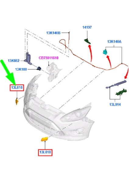 Ford C-Max Uyumlu Far Yıkama Kapağı Sağ (2011-2015)