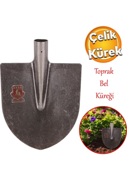 Sapsız Çelik Bahçe Küreği Toprak Bel Belleme Çapalama Aleti Metal Kürek 28 cm Keskin Sağlam