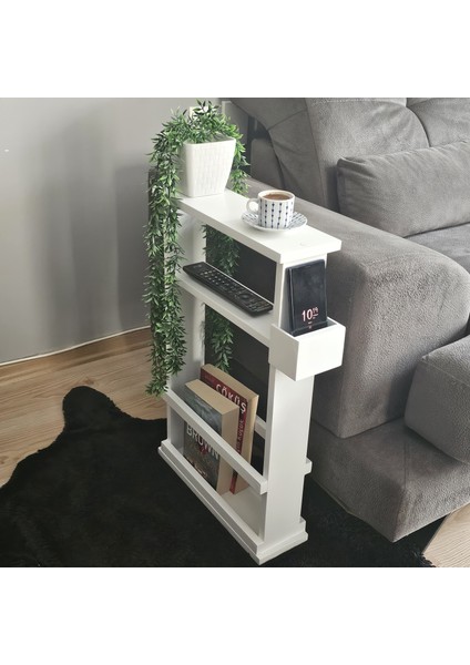 Yan Sehpa Özel Tasarım Telefon Koymalık Dergilik Koltuk Yanı Dekoratif Sehpa MDF