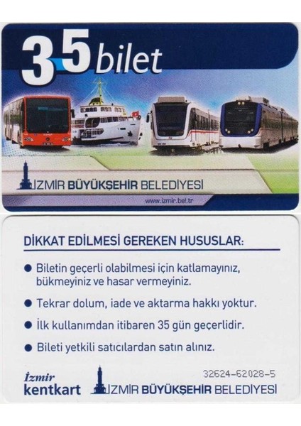 Izmir Kentkart 35 Bilet.