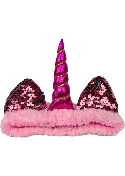Unicorn Peluş Bandana Makyaj Saç Bandı Pembe Pembe Boynuzlu fiyatları