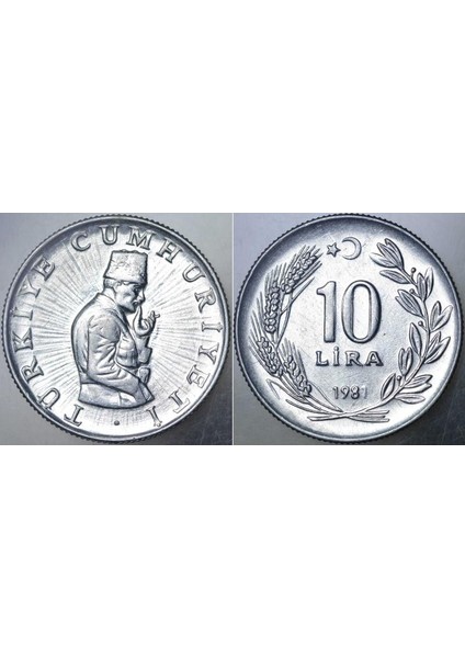 Türkiye Cumhuriyeti 10 Lira 1981 Çilaltı+ Kondisyon.