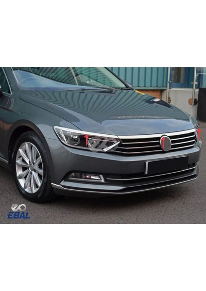 Vw Passat B8 Krom Ön Panjur+ Far Üzeri Çıta 3 Prç. 2015-2019 Arası P.çelik