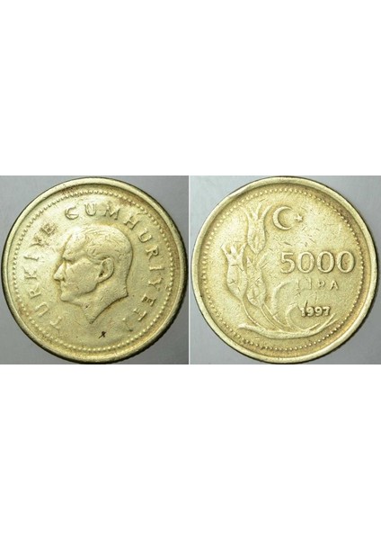 Türkiye Cumhuriyeti 5000 Lira 1997 Kalın Tip.