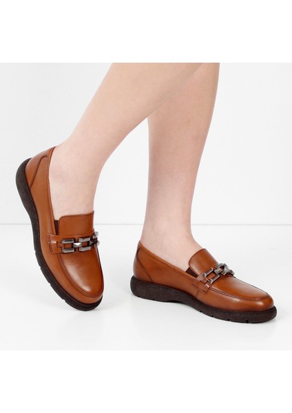 Kadın Taba Tokalı Deri Loafer fiyatları