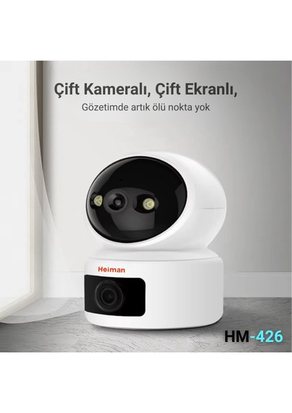 HM-426 Çift Kameralı Wifi Ptz Gece Görüşlü Bebek Kamerası