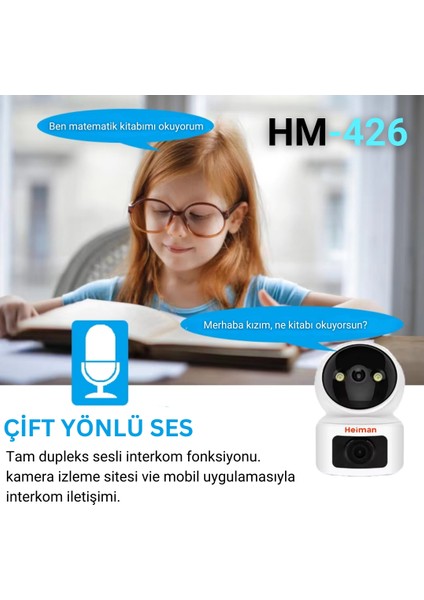 HM-426 Çift Kameralı Wifi Ptz Gece Görüşlü Bebek Kamerası