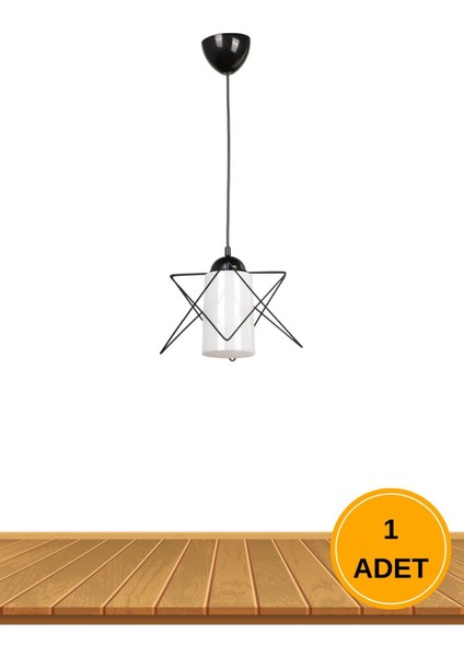 1 Adet Siyah Metal Beyaz Mika Camlı Salon Mutfak Banyo Yatak Odası Çocuk Odası Antre Avize