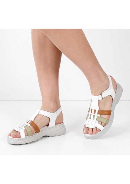 Kadın Beyaz Bilekten Cırt Cırtlı Gladyatör Sandalet fiyatları