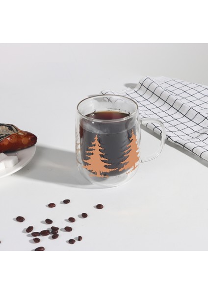 Çift Cidarlı Cam Bardak Hediyelik Kupa, 500 ml