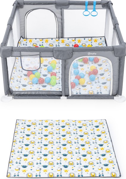 Playard Maxi Güvenli Bebek ve Çocuk Oyun Alanı Oyun Parkı 150X150CM Oyun Matı ve Topları