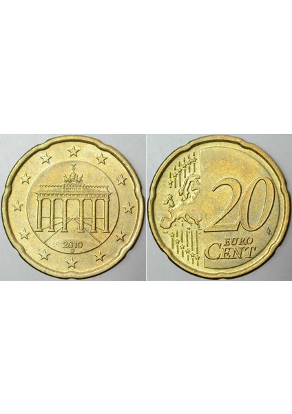 Almanya 20 Euro Cent 2010  Harfi= Münih Darbı.