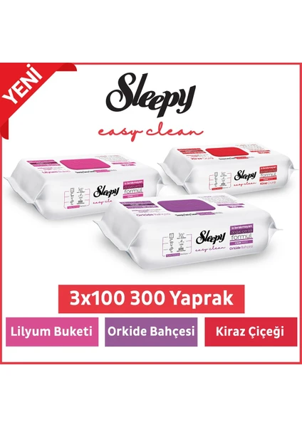 Easy Clean Lilyum Buketi + Orkide Bahçesi + Kiraz Çiçeği 3x100 (300 Yaprak)