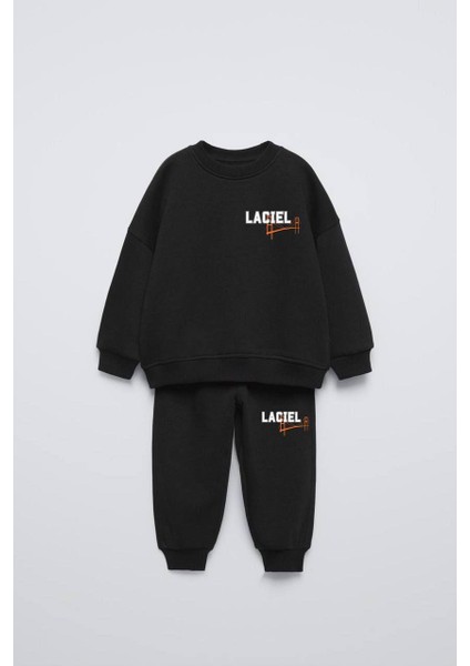 Ladin Store Yeni Sezon Unisex Çocuk Baskılı Pamuklu Sweatshirt ve Eşofman Alt-Üst Ikili Takım