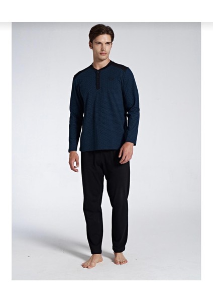 Erkek Siyah Viskon Uzun Kollu Pijama Takımı 1747 indirimleri