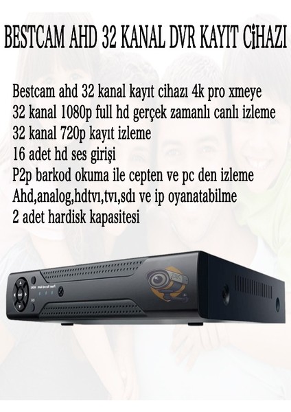 32 Kameralı Set 5 Mega Piksel Sony Lensli Full Hd Gece Görüşü Renkli Güvenlik Kamera Seti 500 Gb Hdd