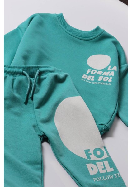 Yeni Sezon Erkek Çocuk Baskılı Pamuklu 3 Iplik Şardonsuz Sweatshirt ve Eşofman Alt-Üst Takım fırsatları