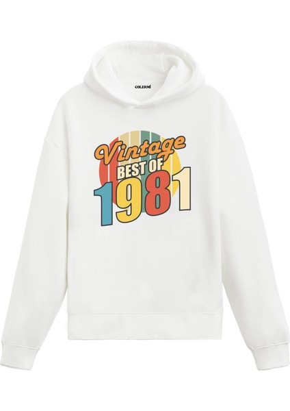 Best Of Vintage 1981 Limited Edition Kapşonlu Doğum Günü Hediyesi Vintage Tasarım Sweatshirt Hoodie