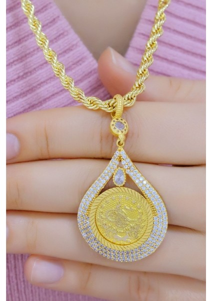 Tuğralı Damla Halat Kolye