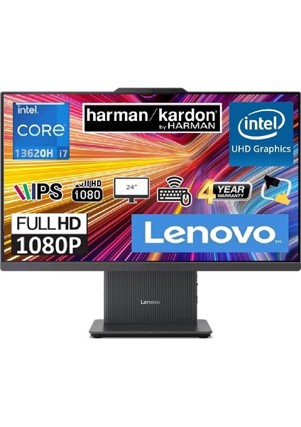 Ideacentre 24IRH9 Intel Core I7-13620H 64GB 1tb SSD Intel UHD Graphics 24'' Fhd IPS Windows 11 Pro F0HN00EATR 00EXTR All In One Bilgisayar+ Snertech