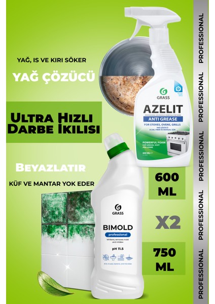 Ultra Anında Efekt 2'li Set Azelit Yağ Çözücü 600 ml & Bimold Beyazlatır 750 ml