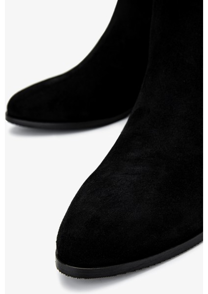 Kadın Deri Siyah Süet Topuklu Bot 1029 10 Bn Bot SK24-25 Sıyah Suet modelleri