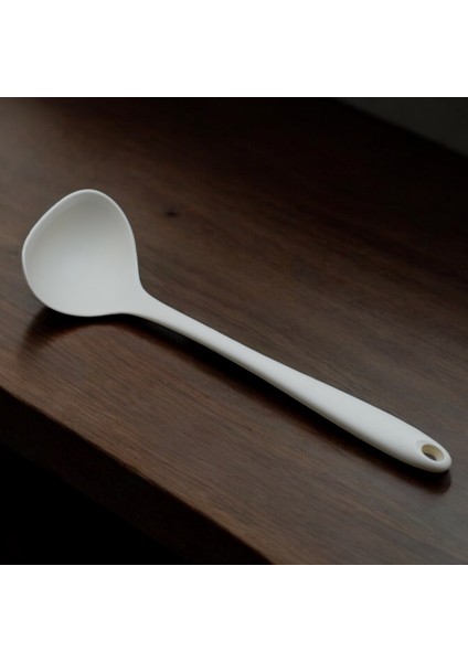 Silikon Çorba Kepçesi - 29,5 cm Krem Renkli Özel Seri