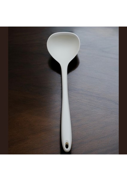 Silikon Çorba Kepçesi - 29,5 cm Krem Renkli Özel Seri