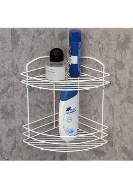 Iki Katlı Banyo Şampuan Köşeliği Duş Köşe Rafı Metal