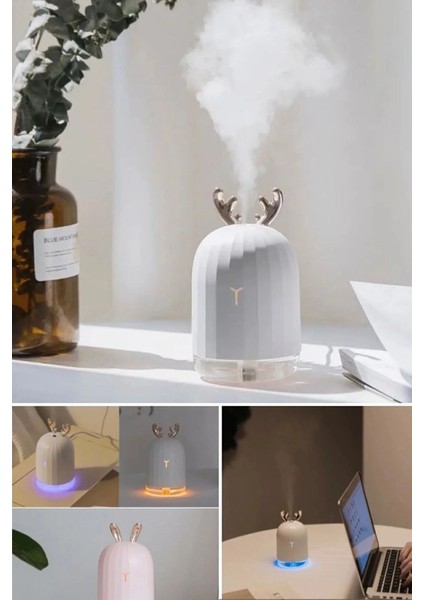 Geyik Boynuzlu Ultrasonik Oda Nemlendirici Led Işıklı Aroma Difüzörü