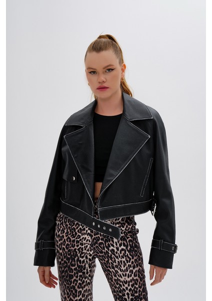 Kadın Hakiki Deri Siyah Deri Mont 616 Z-4011 Bn Derımont SK24/25 Sıyah