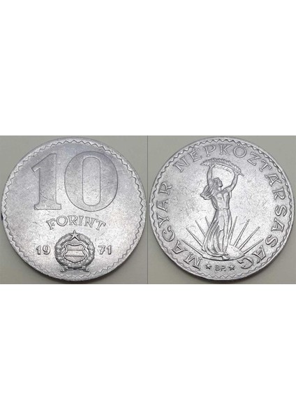 Macaristan 10 Forint 1971 Nikel Para.