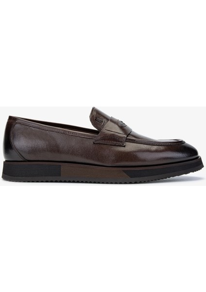 Erkek Deri Kahverengi Loafer Ayakkabı 477 70920 Erk Ayk SK24-25 Kahve Bfl