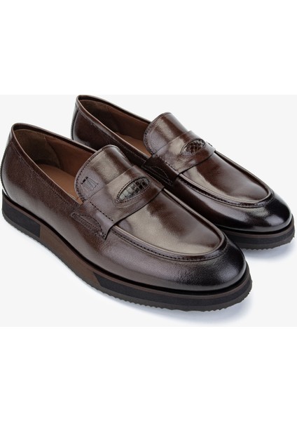 Erkek Deri Kahverengi Loafer Ayakkabı 477 70920 Erk Ayk SK24-25 Kahve Bfl