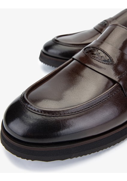 Erkek Deri Kahverengi Loafer Ayakkabı 477 70920 Erk Ayk SK24-25 Kahve Bfl