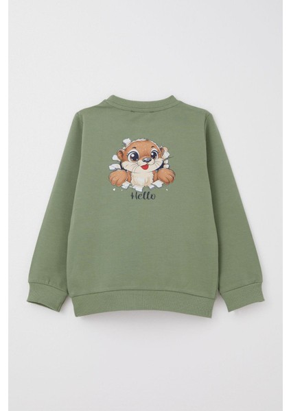 Erkek Bebek Eşofman Takım Sırt Kısmı Sevimli Sincap Baskılı 9 Ay-3 Yaş, Haki Yeşil fırsatları