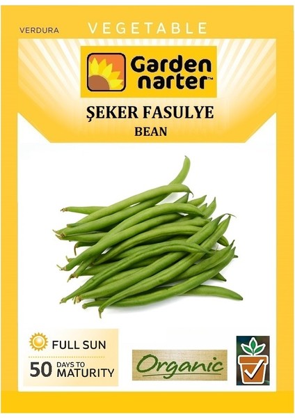 Garden Narter Sırık Şeker Taze Fasulye Tohumu Doğal Organik Fasulye Tohumu Pakette 25 gr 40 Adet Tohum