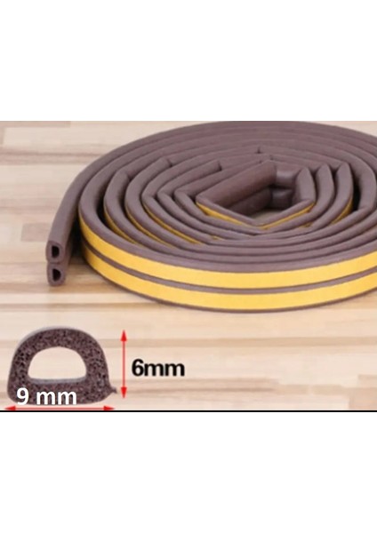 Kendinden Yapışkanlı Kapı ve Pencere İzolasyon Bandı - Kauçuk Fitil Kahverengi 5 x 2 =10 Metre