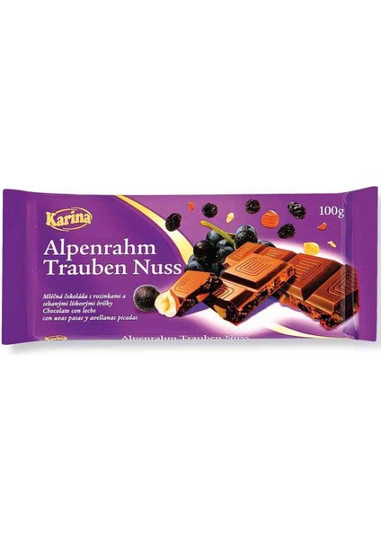 Alpenrahmn Kuru Üzümlü ve Fındıklı Sütlü Çikolata 100 gr
