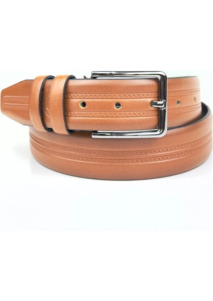 Rse Leather Goodserkek Kemer Vegan Deri - Desenli - 3,5 cm