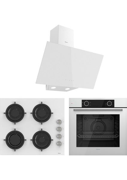 Verona Plus Beyaz Cam 3'lü Ankastre Set ( XE61CB-CS206-D078 )