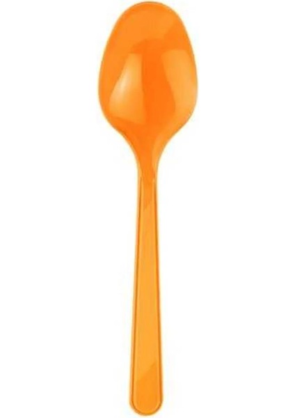 Plastik Şeffaf Turuncu Sup Kaşık - Tatlı Dondurma Kaşığı - 12.5 cm . - 50 Adetlik Paket